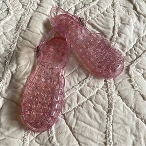 Pink Glitter Jelly Sandals